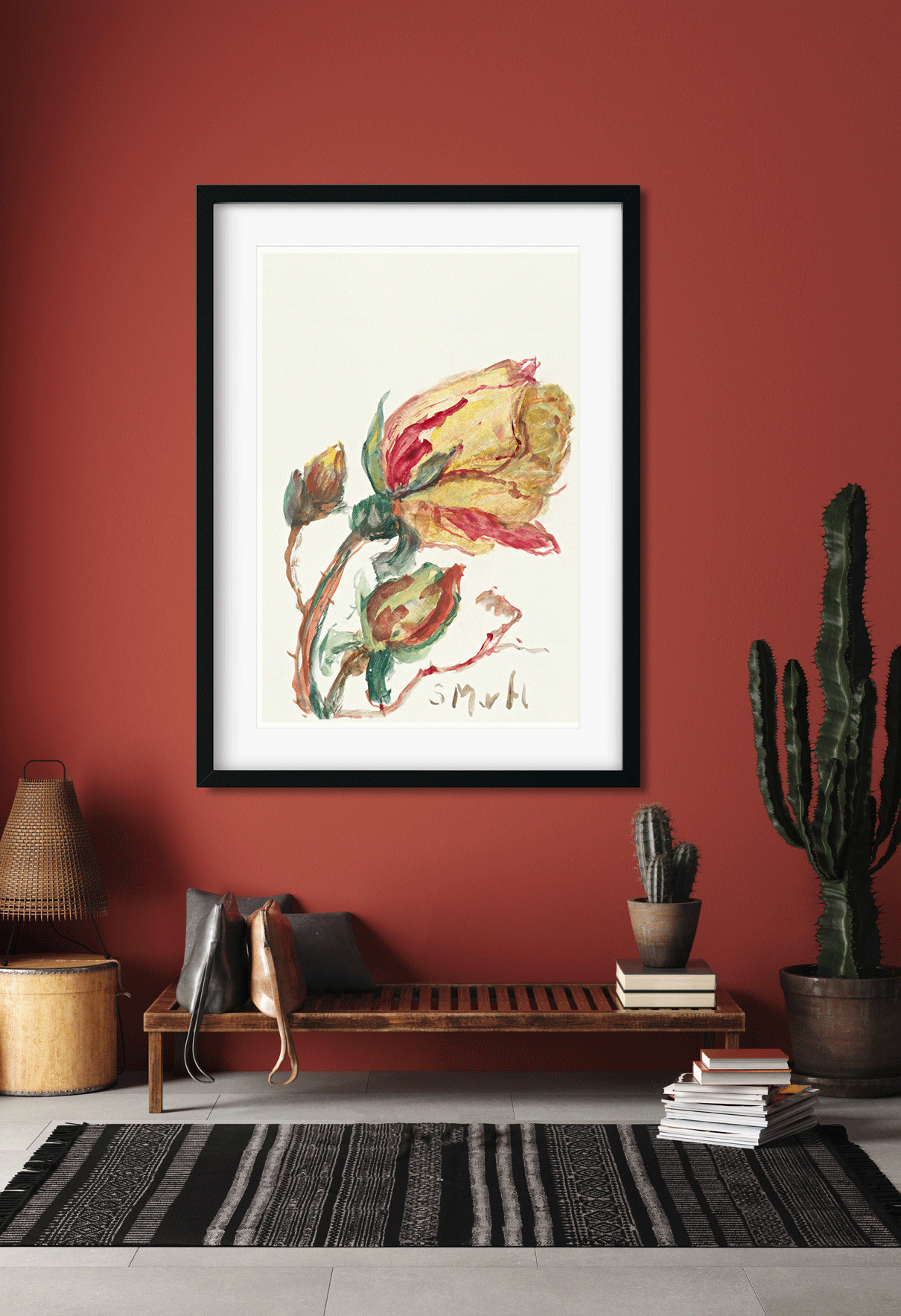 Rose Painting 2 : 3 Vertical Premium Wall Art Canvas by MeriDeewar