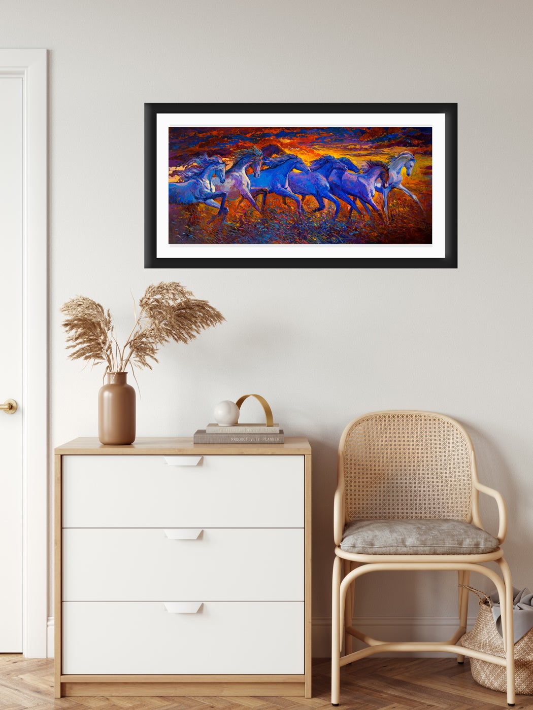Running Seven Horses Vastu Painting - Meri Deewar 2 : 3 Horizontal Premium Wall Art Canvas by MeriDeewar