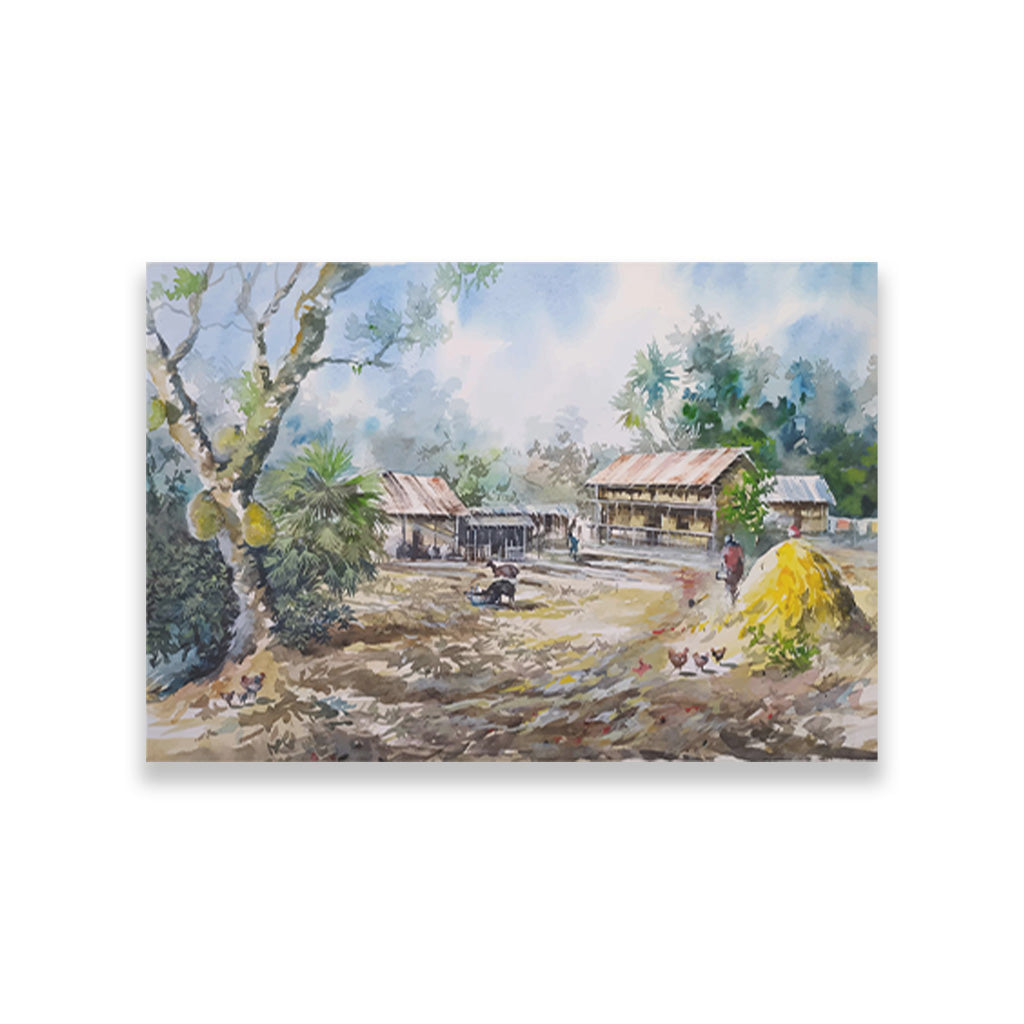 Rural Village Painting - Meri Deewar 3 : 2 Horizontal Premium Wall Art Canvas by MeriDeewar