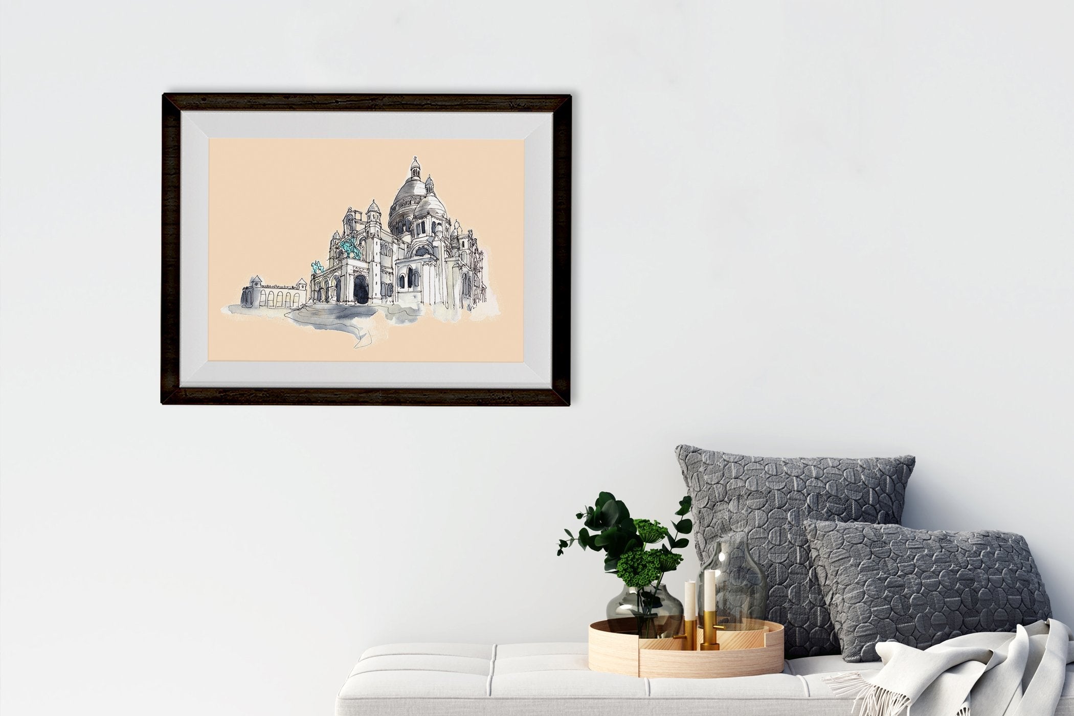 Sacre Coeur Illustration Painting - Meri Deewar 3 : 2 Horizontal Premium Wall Art Canvas by MeriDeewar