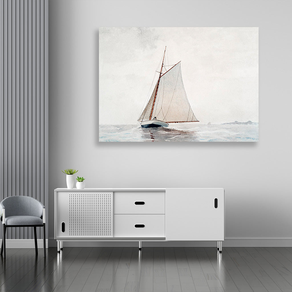 Sailing off Gloucester painting - Meri Deewar 3 : 2 Horizontal Premium Wall Art Canvas by MeriDeewar