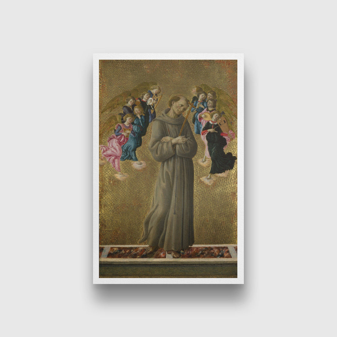 Saint Francis of Assisi with Angels Painting - Meri Deewar 3 : 4 Vertical Premium Wall Art Canvas by MeriDeewar