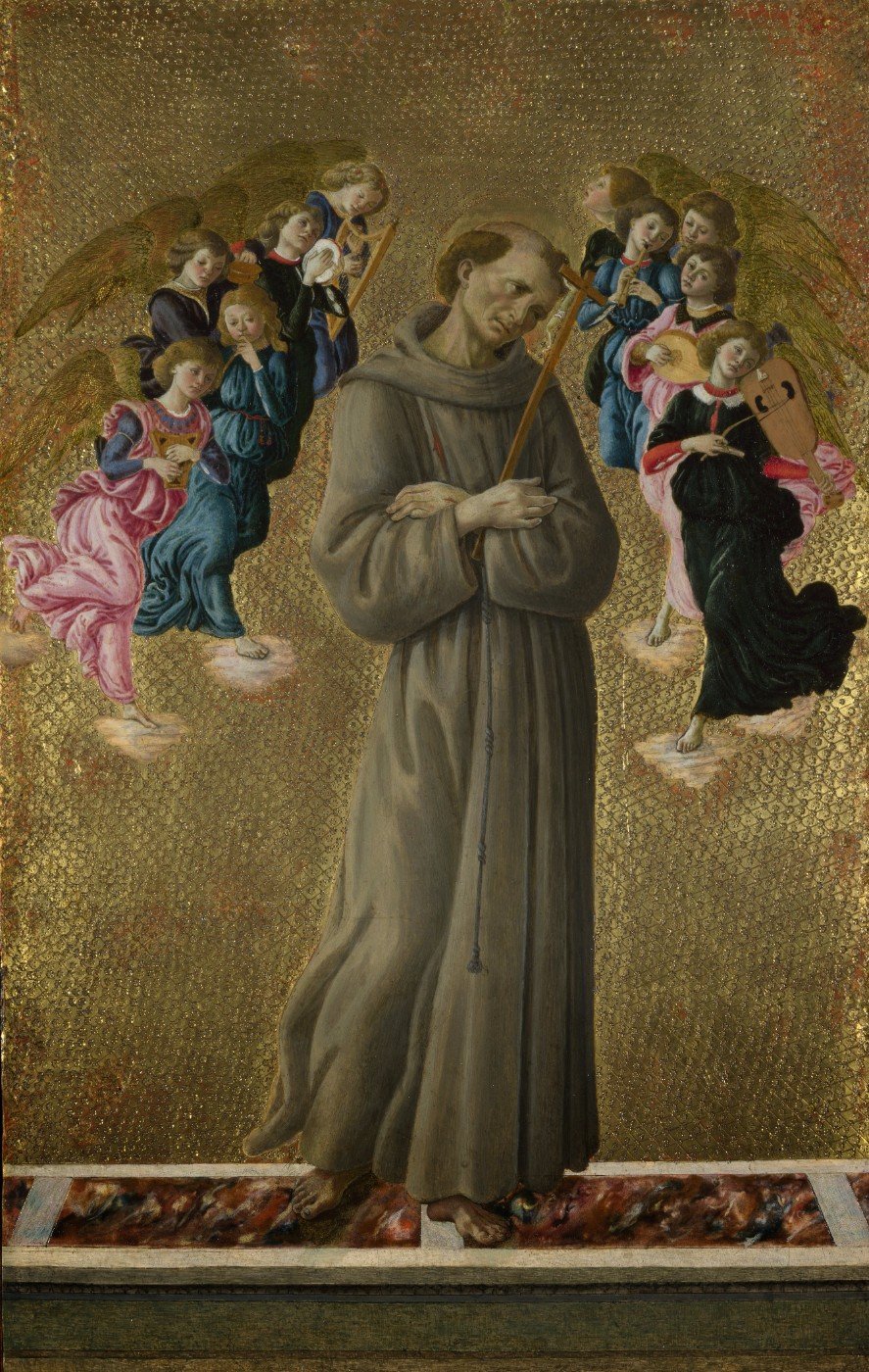 Saint Francis of Assisi with Angels Painting - Meri Deewar 3 : 4 Vertical Premium Wall Art Canvas by MeriDeewar