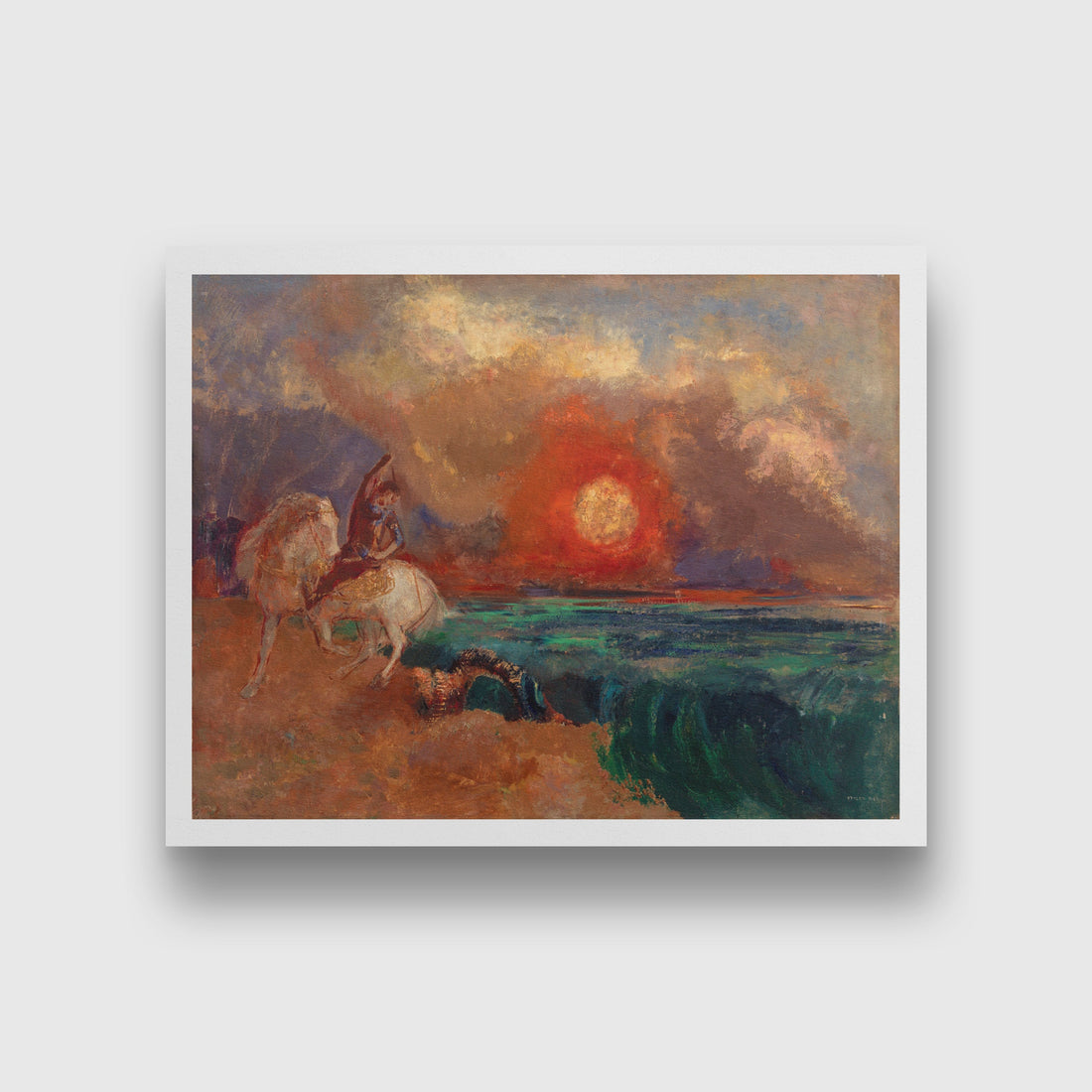Saint George and the Dragon painting 5 : 4 Horizontal Premium Wall Art Canvas by MeriDeewar