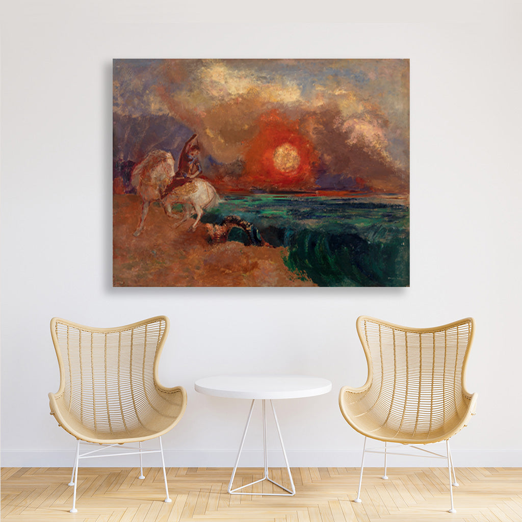 Saint George and the Dragon painting 5 : 4 Horizontal Premium Wall Art Canvas by MeriDeewar