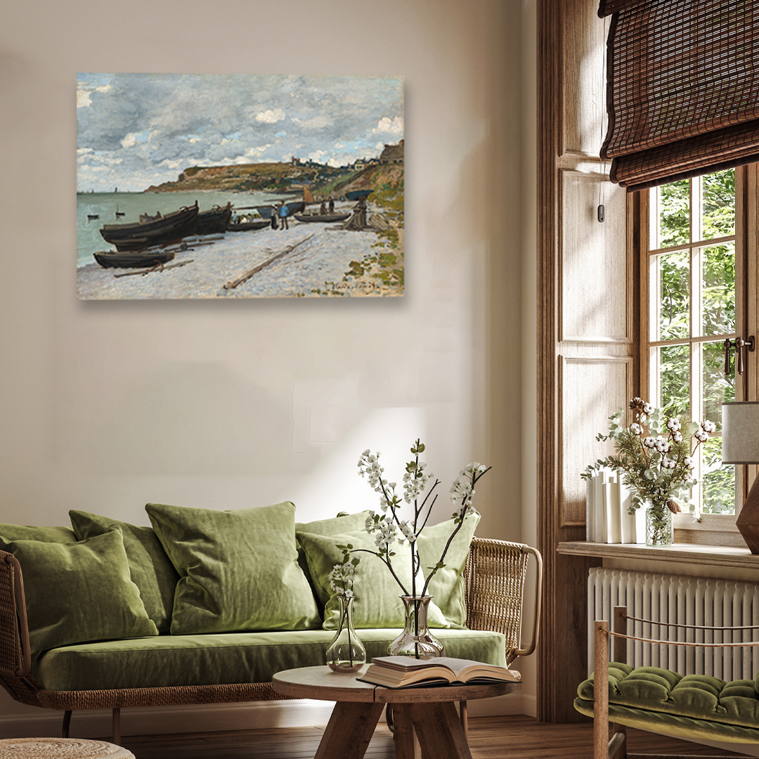 Sainte Adresse 1867 by Claude Monet Painting 3 : 2 Horizontal Premium Wall Art Canvas by MeriDeewar