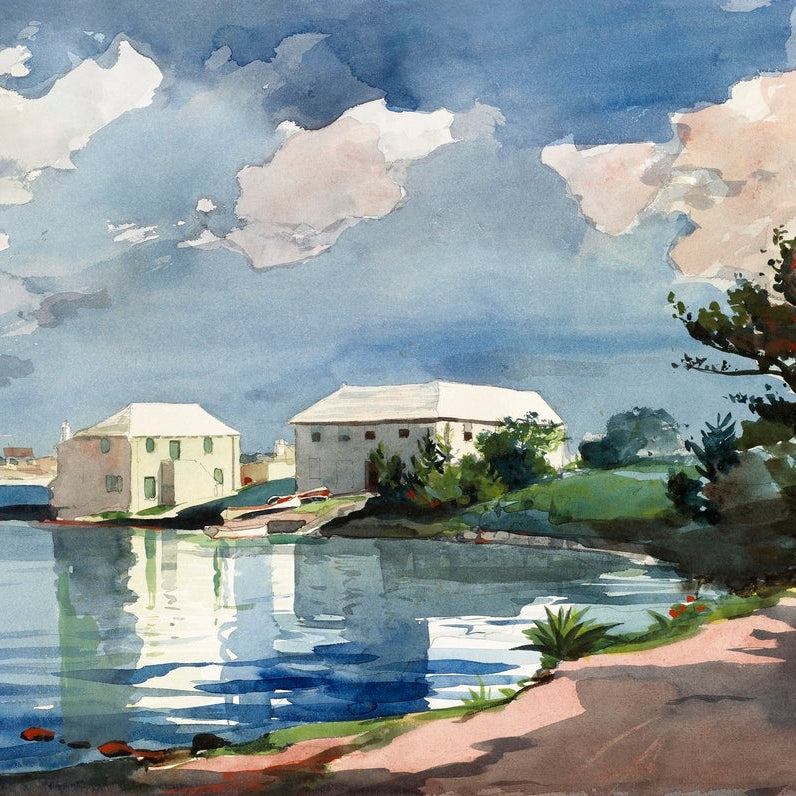 Salt Kettle, Bermuda painting - Meri Deewar 3 : 2 Horizontal Premium Wall Art Canvas by MeriDeewar