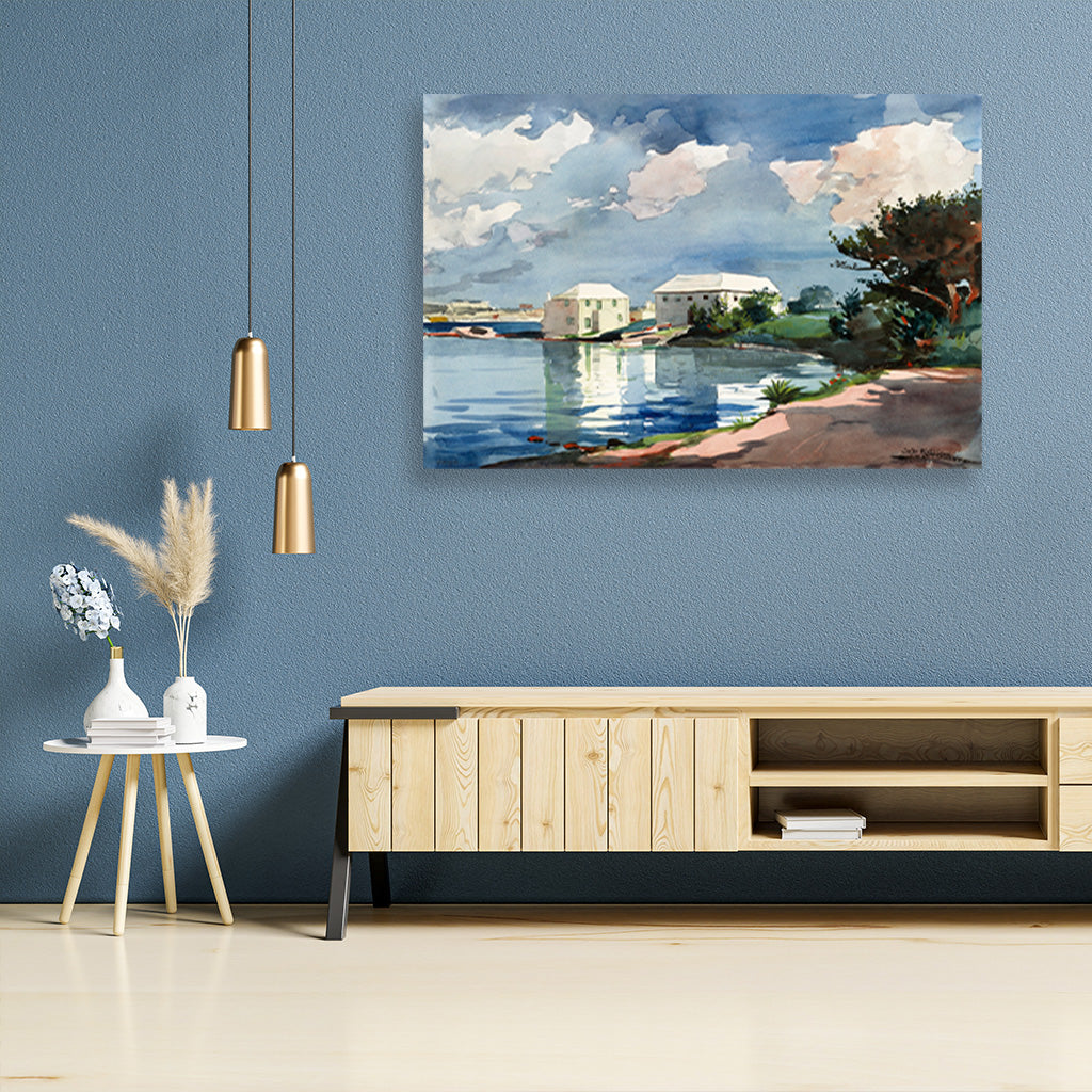 Salt Kettle, Bermuda painting - Meri Deewar 3 : 2 Horizontal Premium Wall Art Canvas by MeriDeewar