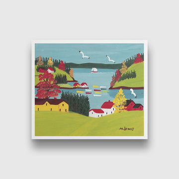 Sandy Cove Folk Art Painting - Meri Deewar 1 : 1 Square Premium Wall Art Canvas by MeriDeewar