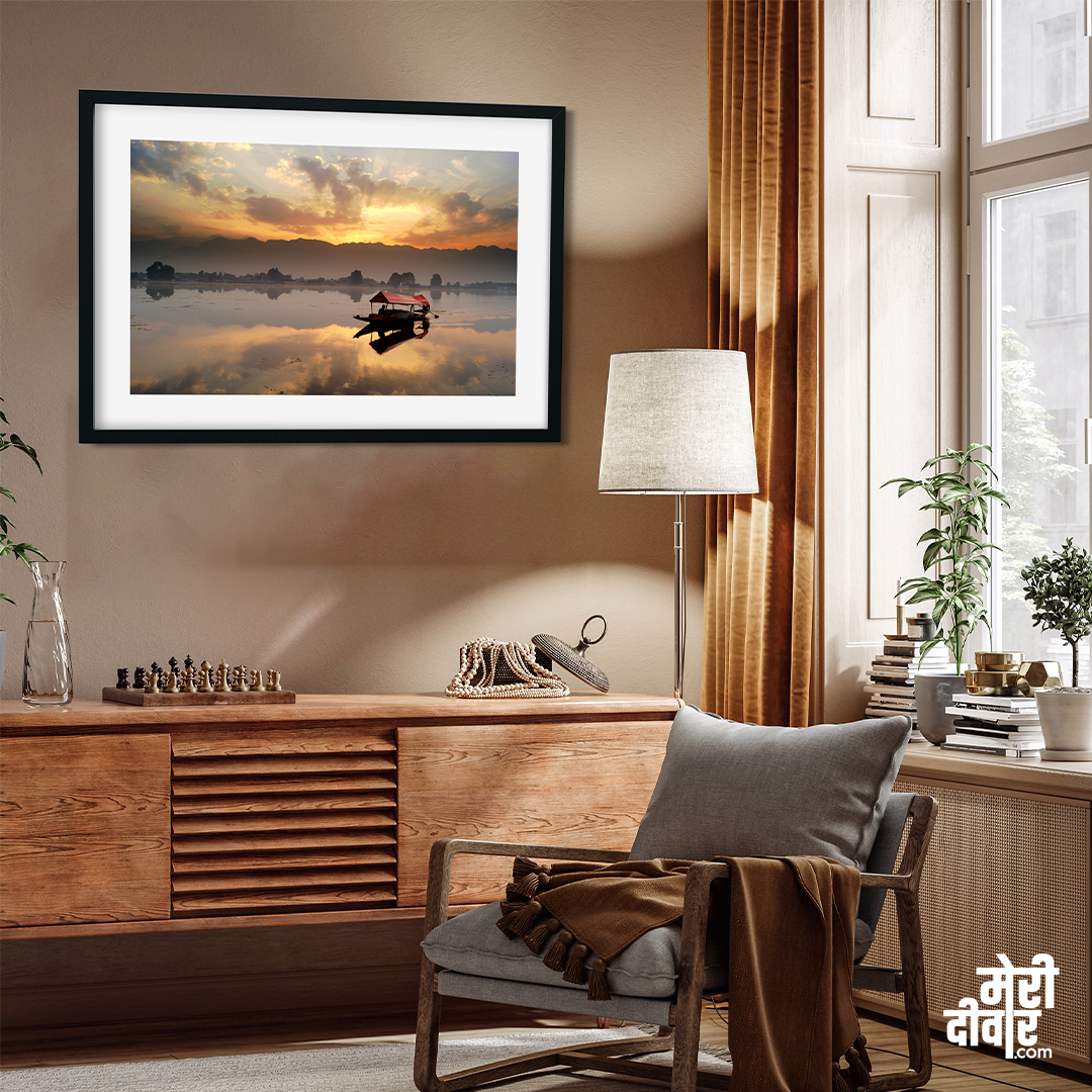 Scenic Landscapes With Mesmerizing Sunset Wall Painting 3 : 2 Horizontal Premium Wall Art Canvas by MeriDeewar