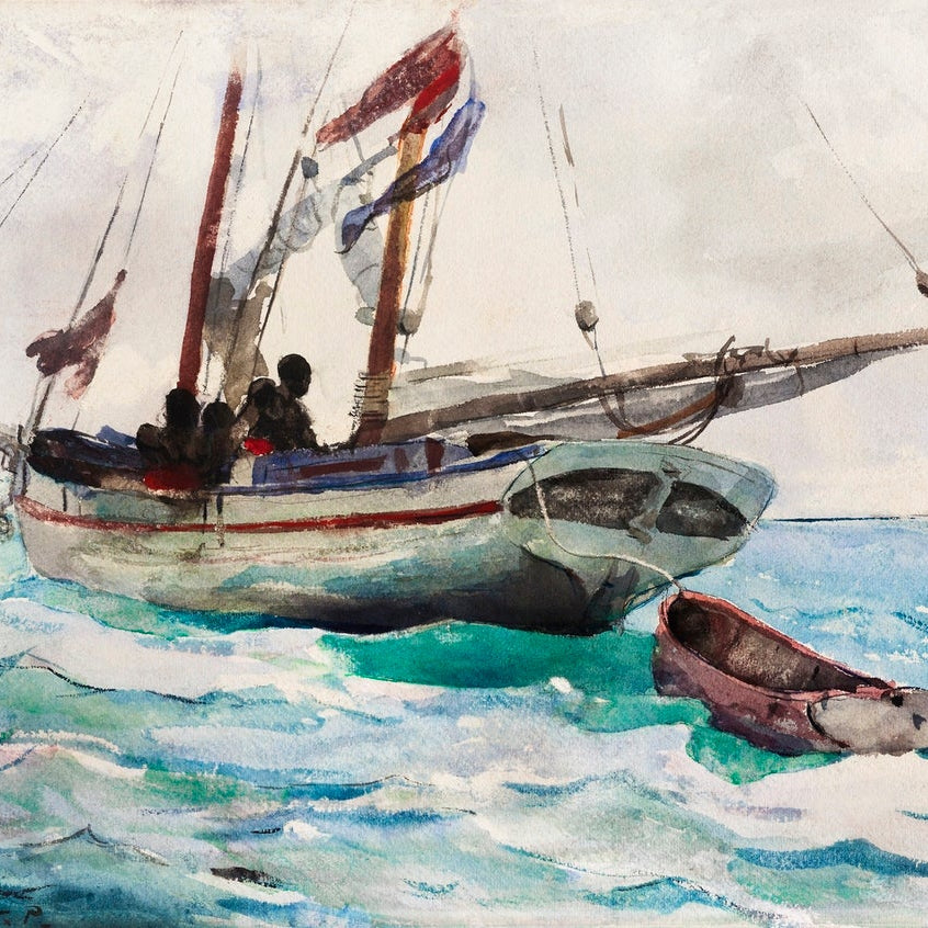 Schooner–Nassau panting - Meri Deewar 3 : 2 Horizontal Premium Wall Art Canvas by MeriDeewar