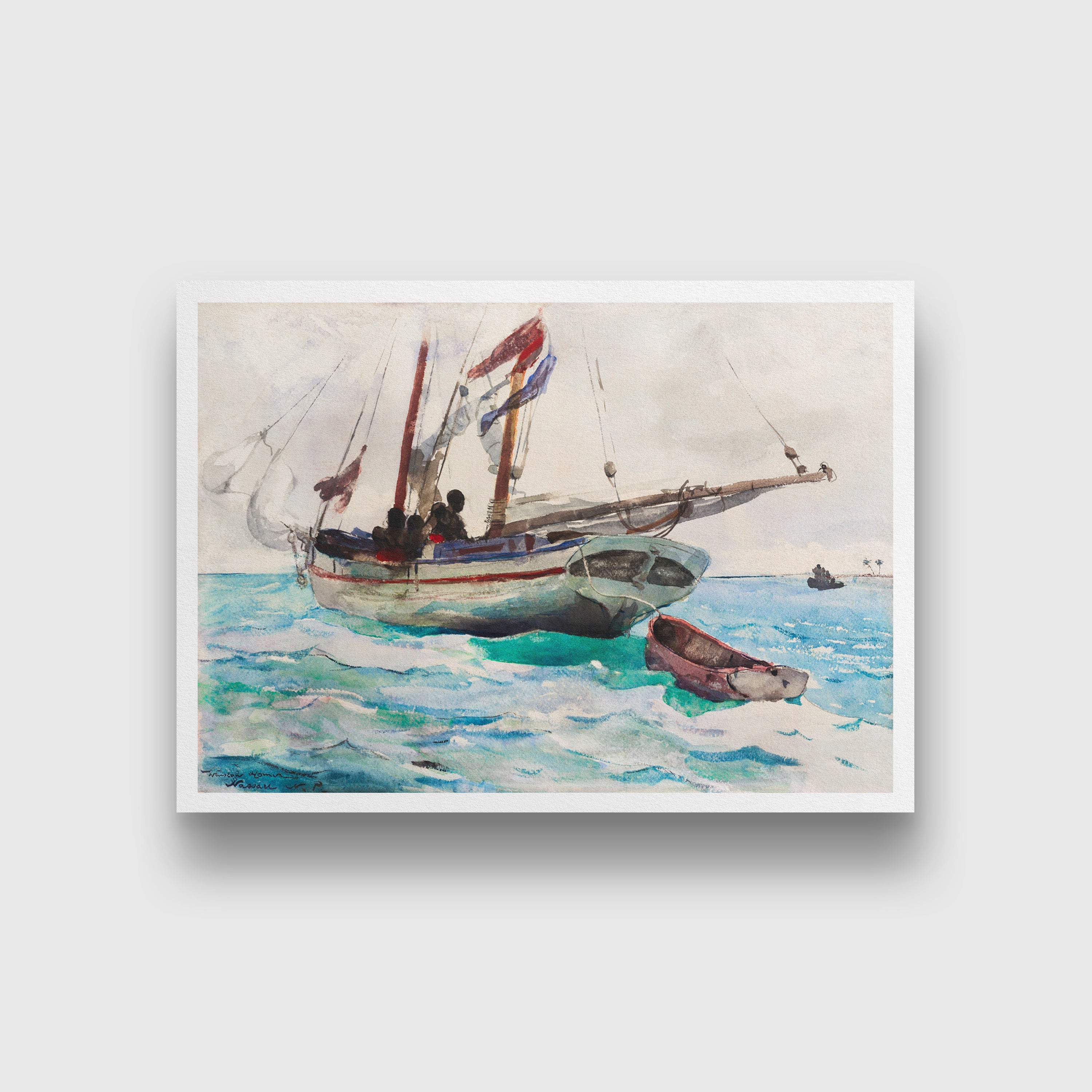 Schooner–Nassau panting - Meri Deewar 3 : 2 Horizontal Premium Wall Art Canvas by MeriDeewar