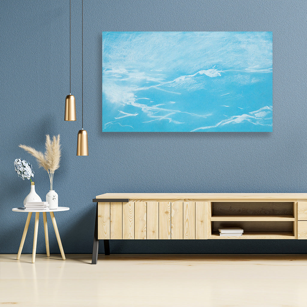 Seagull and Waves painting - Meri Deewar 2 : 1 Horizontal Premium Wall Art Canvas by MeriDeewar