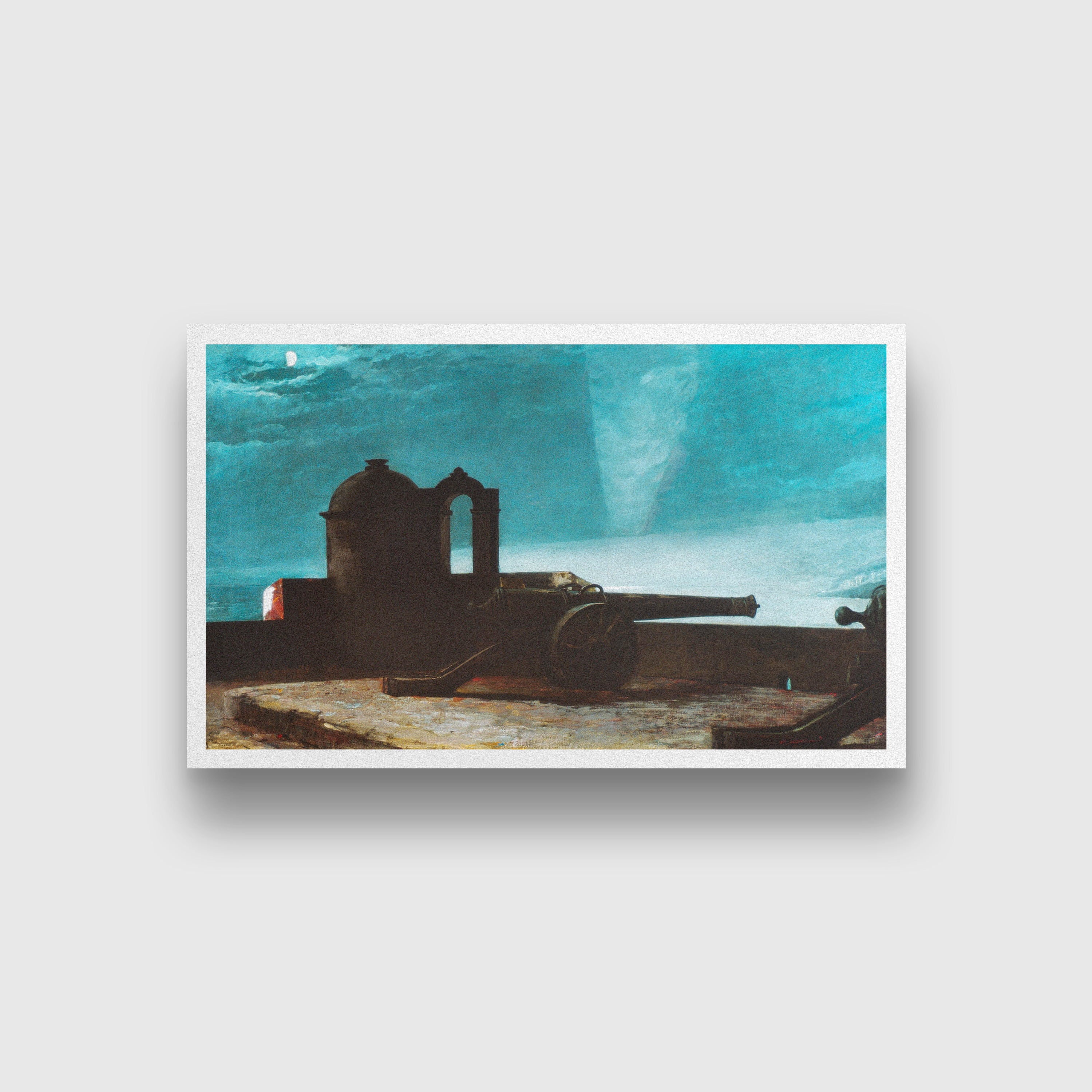 Searchlight on Harbor Entrance, Santiago de Cuba painting - Meri Deewar 2 : 1 Horizontal Premium Wall Art Canvas by MeriDeewar