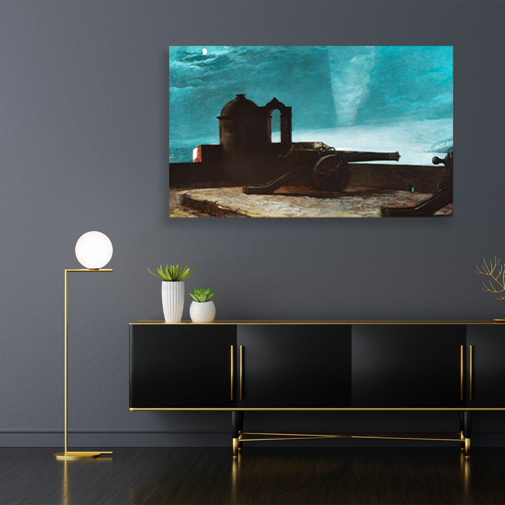 Searchlight on Harbor Entrance, Santiago de Cuba painting - Meri Deewar 2 : 1 Horizontal Premium Wall Art Canvas by MeriDeewar