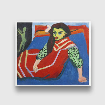 Seated Girl Painting - MeriDeewar 1 : 1 Square Premium Wall Art Canvas by MeriDeewar