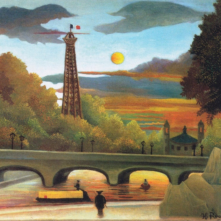 Seine and Eiffel-tower in the sunset 4 : 3 Horizontal Premium Wall Art Canvas by MeriDeewar