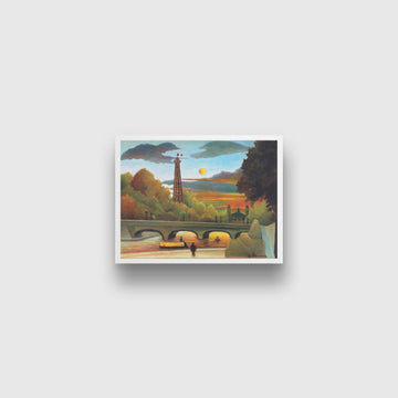 Seine and Eiffel-tower in the sunset 4 : 3 Horizontal Premium Wall Art Canvas by MeriDeewar