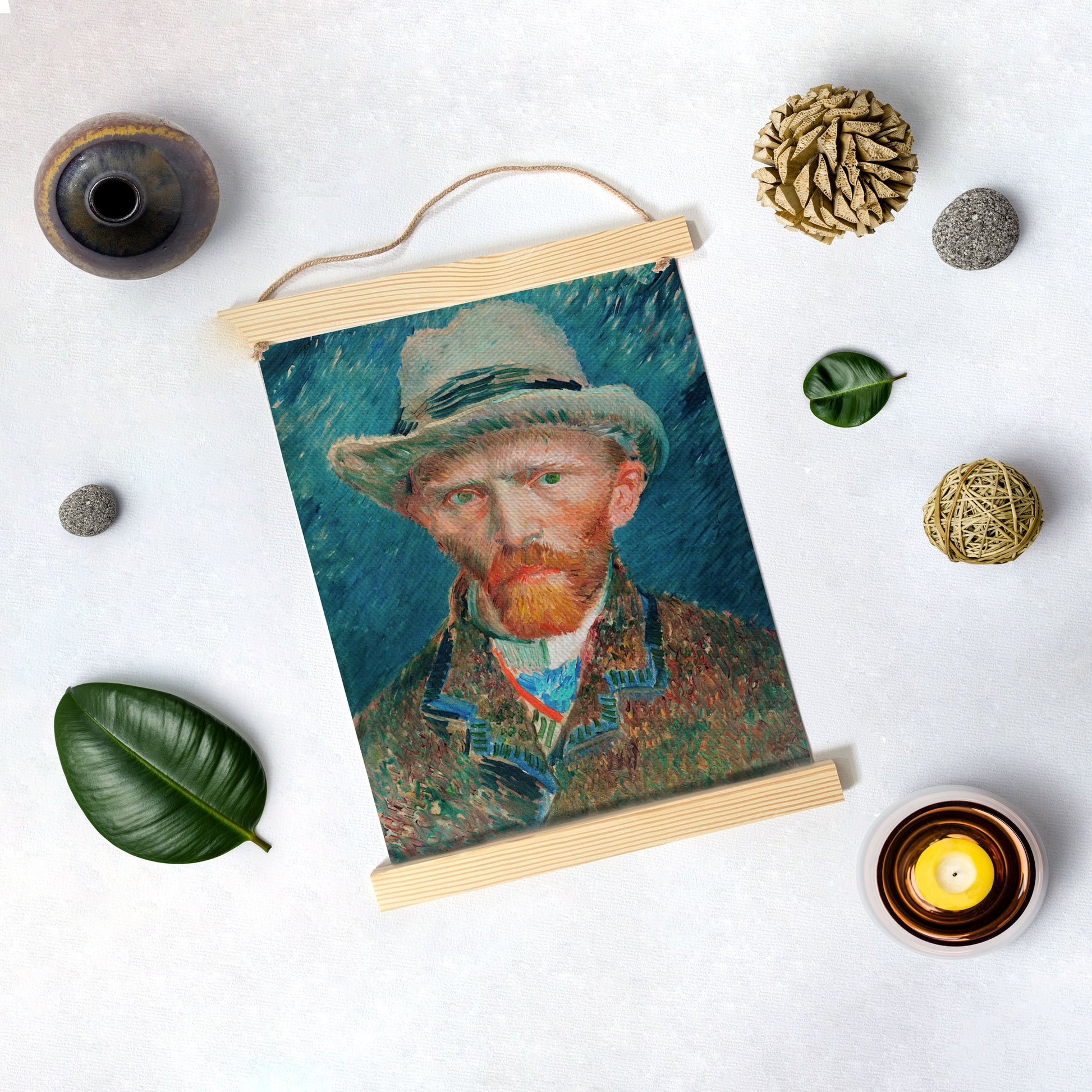 Self-Portrait By Van Gogh Hanging Canvas Painting - Meri Deewar Hanging Canvas Premium Wall Art Canvas by MeriDeewar