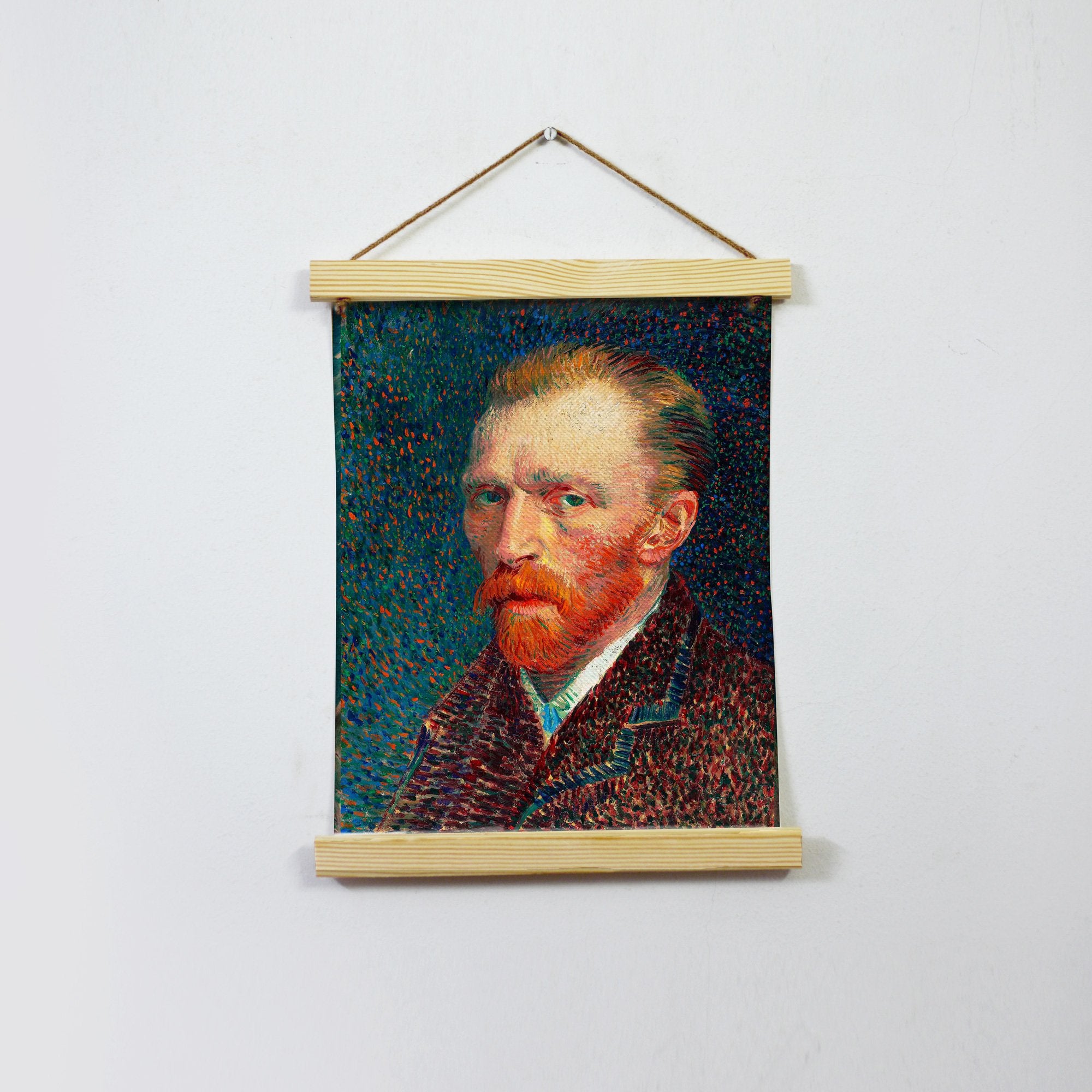 Self-Portrait Painting By Van Gogh Hanging Canvas Hanging Canvas Premium Wall Art Canvas by MeriDeewar