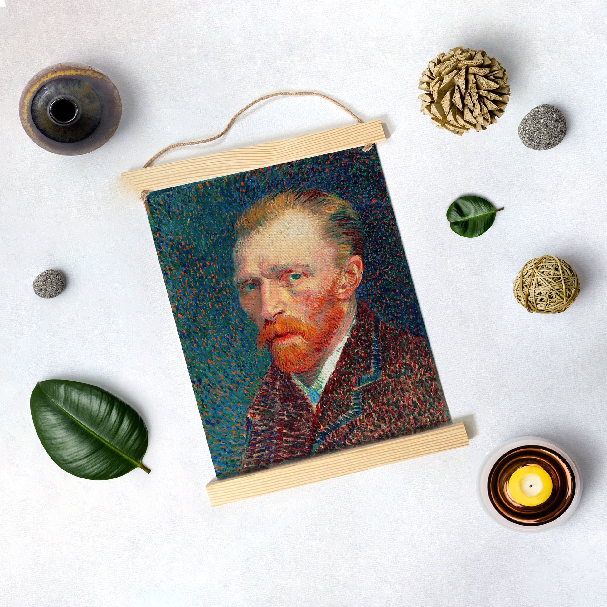 Self-Portrait Painting By Van Gogh Hanging Canvas Hanging Canvas Premium Wall Art Canvas by MeriDeewar