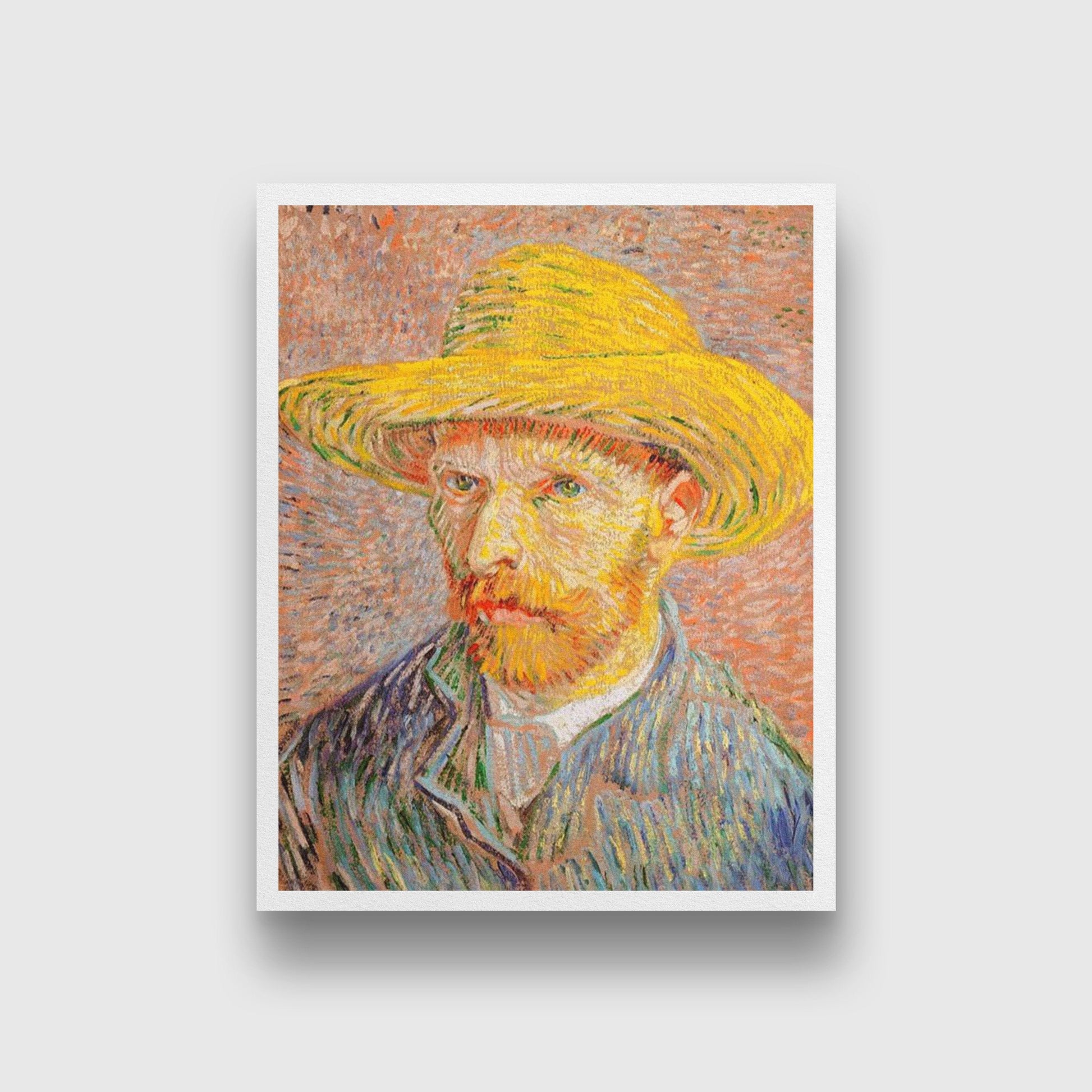 Self-Portrait with a Straw Hat (1887) By Van Gogh Painting - Meri Deewar 5 : 6 Vertical Premium Wall Art Canvas by MeriDeewar