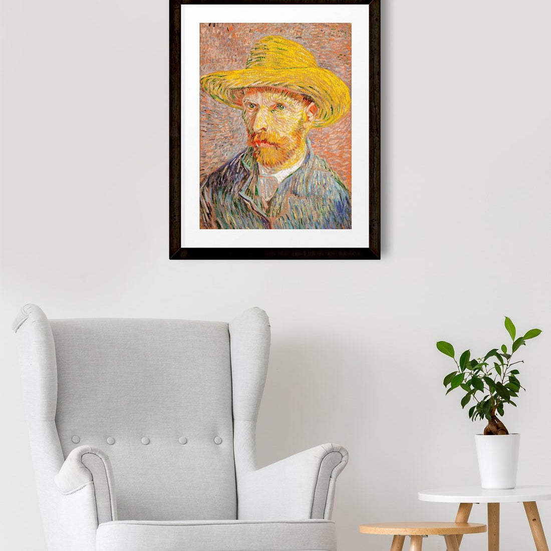 Self-Portrait with a Straw Hat (1887) By Van Gogh Painting - Meri Deewar 5 : 6 Vertical Premium Wall Art Canvas by MeriDeewar