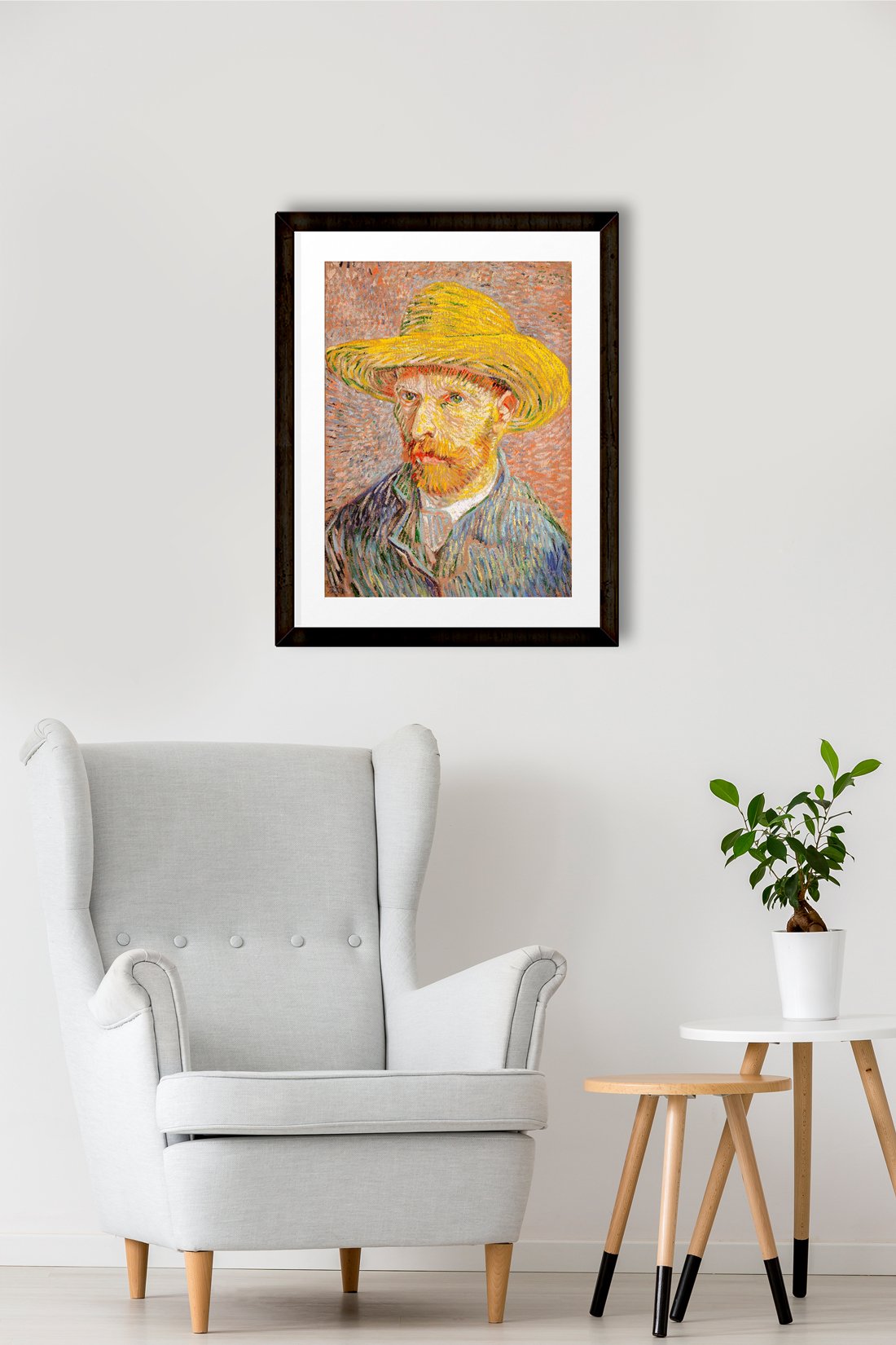 Self-Portrait with a Straw Hat (1887) By Van Gogh Painting - Meri Deewar 5 : 6 Vertical Premium Wall Art Canvas by MeriDeewar