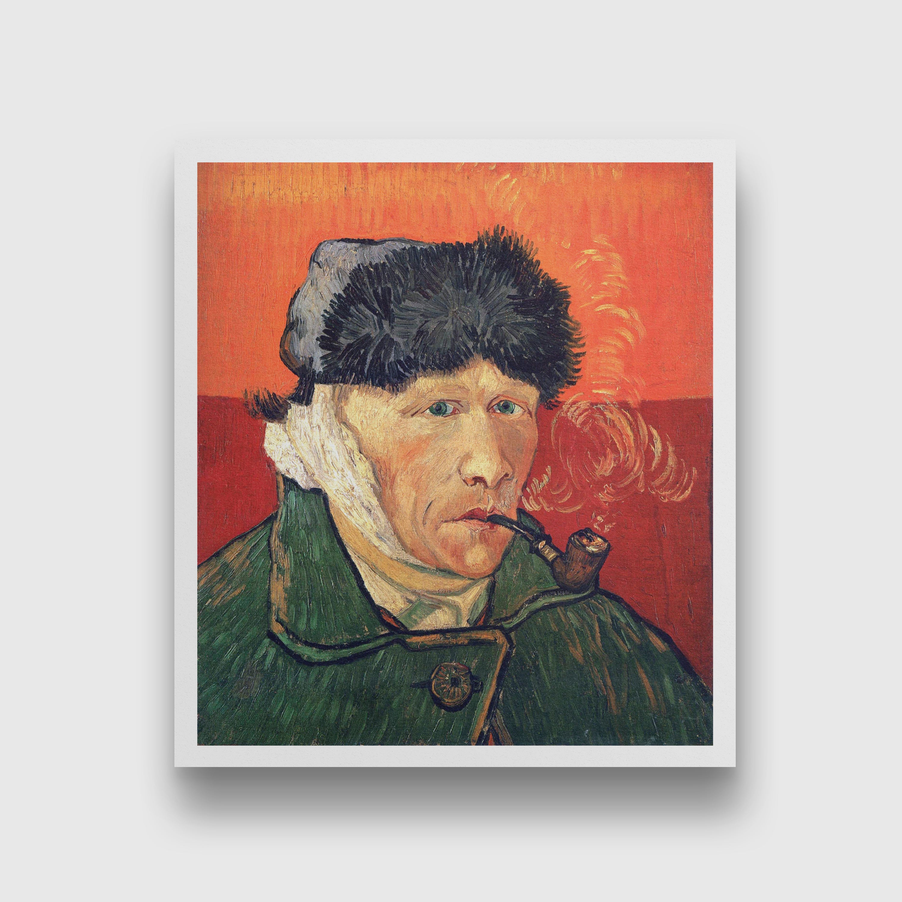 Self-Portrait with Bandaged Ear and Pipe 5 : 6 Vertical Premium Wall Art Canvas by MeriDeewar