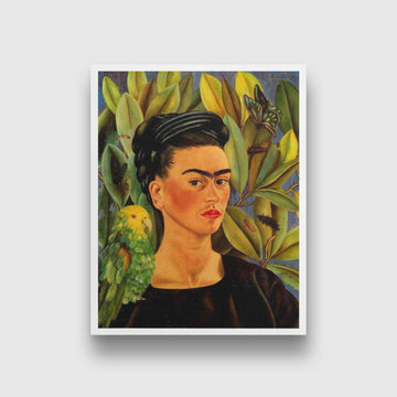 Self Portrait with Bonito Painting - Meri Deewar 3 : 4 Vertical Premium Wall Art Canvas by MeriDeewar