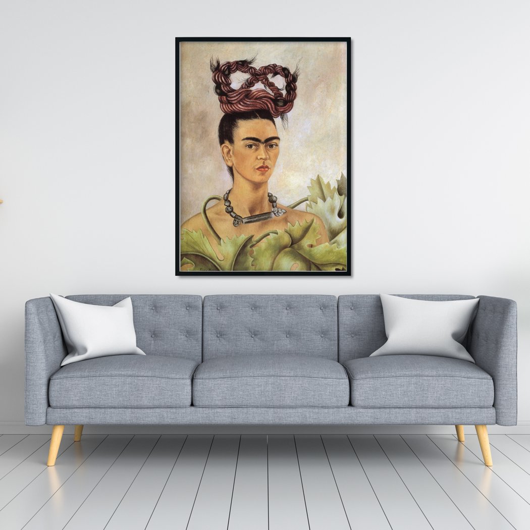 Self Portrait with Braided Hair Painting - Meri Deewar 4 X 5.5 Vertical Premium Wall Art Canvas by MeriDeewar