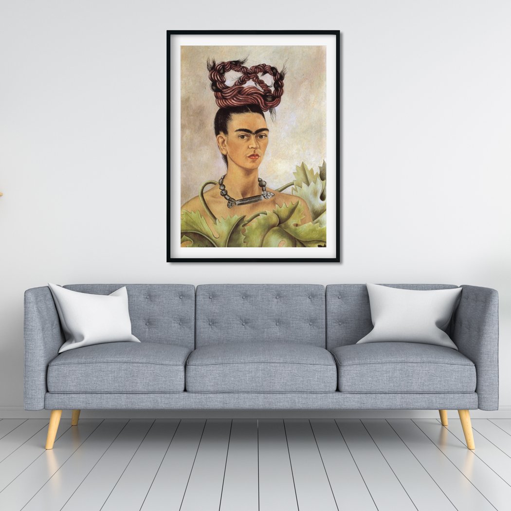 Self Portrait with Braided Hair Painting - Meri Deewar 4 X 5.5 Vertical Premium Wall Art Canvas by MeriDeewar