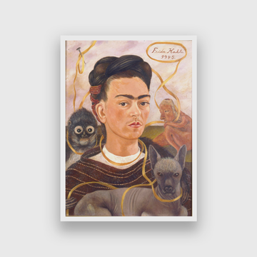 Self Portrait with Monkey Painting 3 : 4.2 Vertical Premium Wall Art Canvas by MeriDeewar