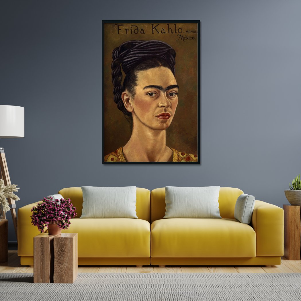Self potrait with red and gold dress Painting - Meri Deewar 2 : 3 Vertical Premium Wall Art Canvas by MeriDeewar
