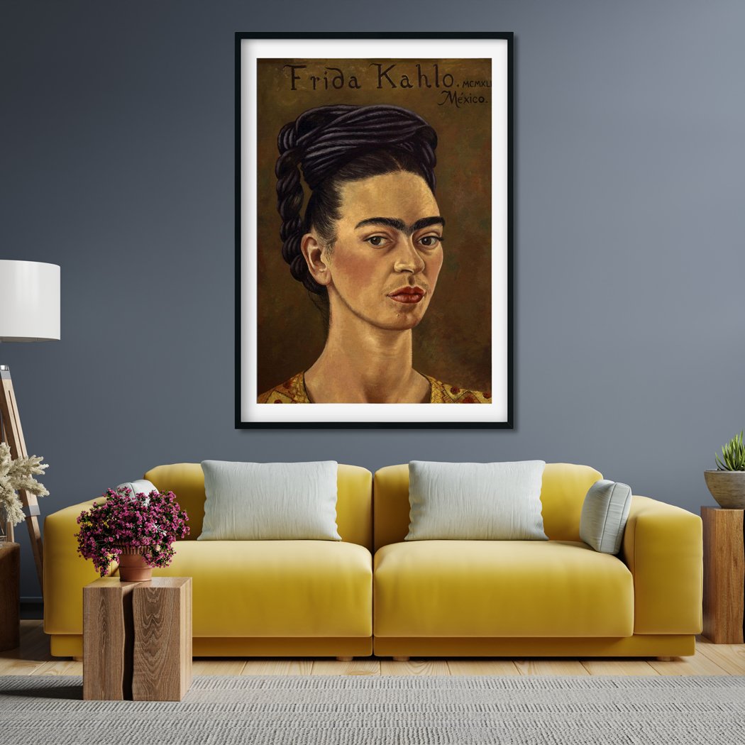 Self potrait with red and gold dress Painting - Meri Deewar 2 : 3 Vertical Premium Wall Art Canvas by MeriDeewar
