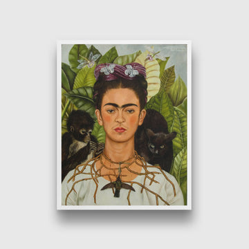 self potrait with thorn necklace and hummingbird Painting - Meri Deewa 4 :5 Vertical Premium Wall Art Canvas by MeriDeewar