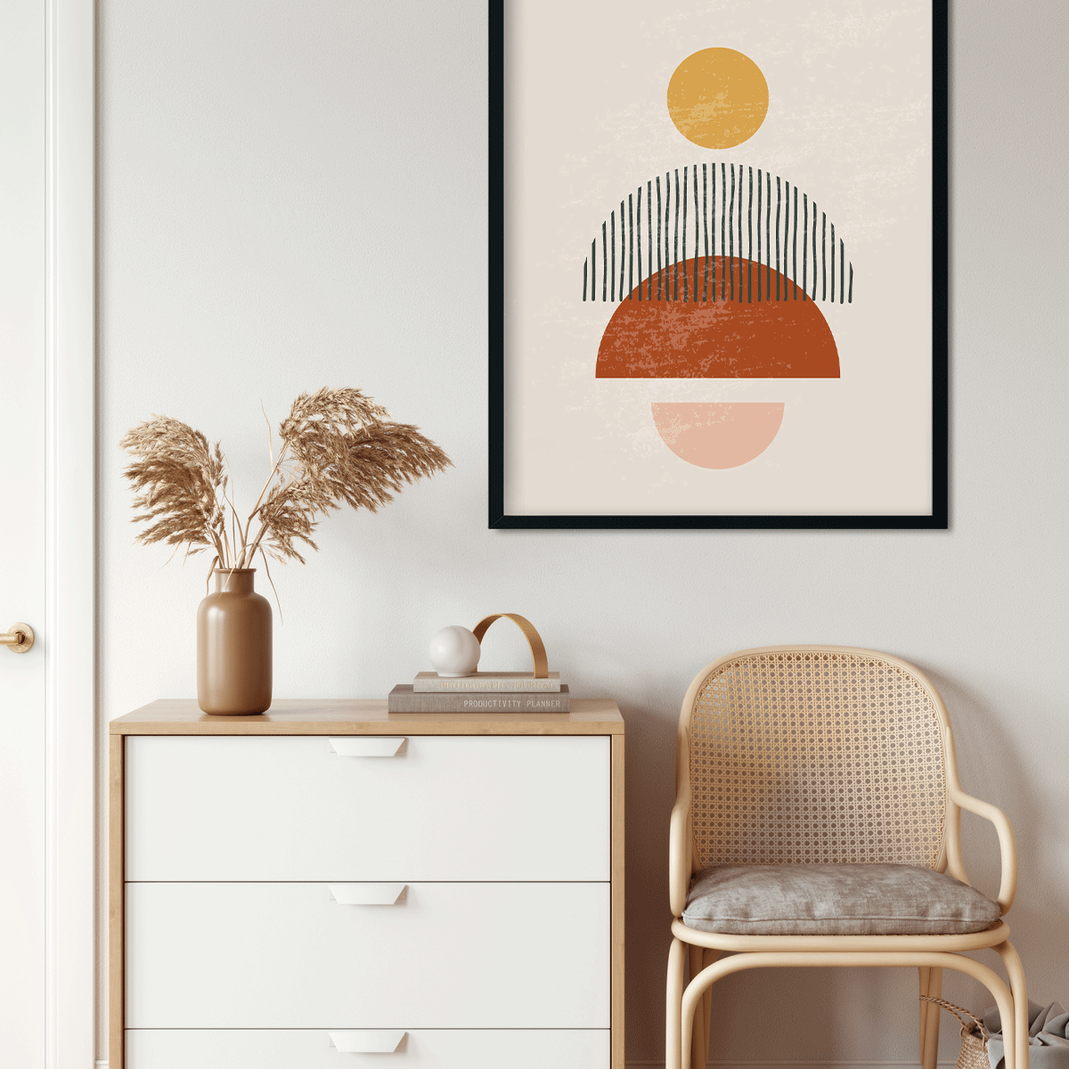 Semi circle geometric Painting 3 : 4 Vertical Premium Wall Art Canvas by MeriDeewar