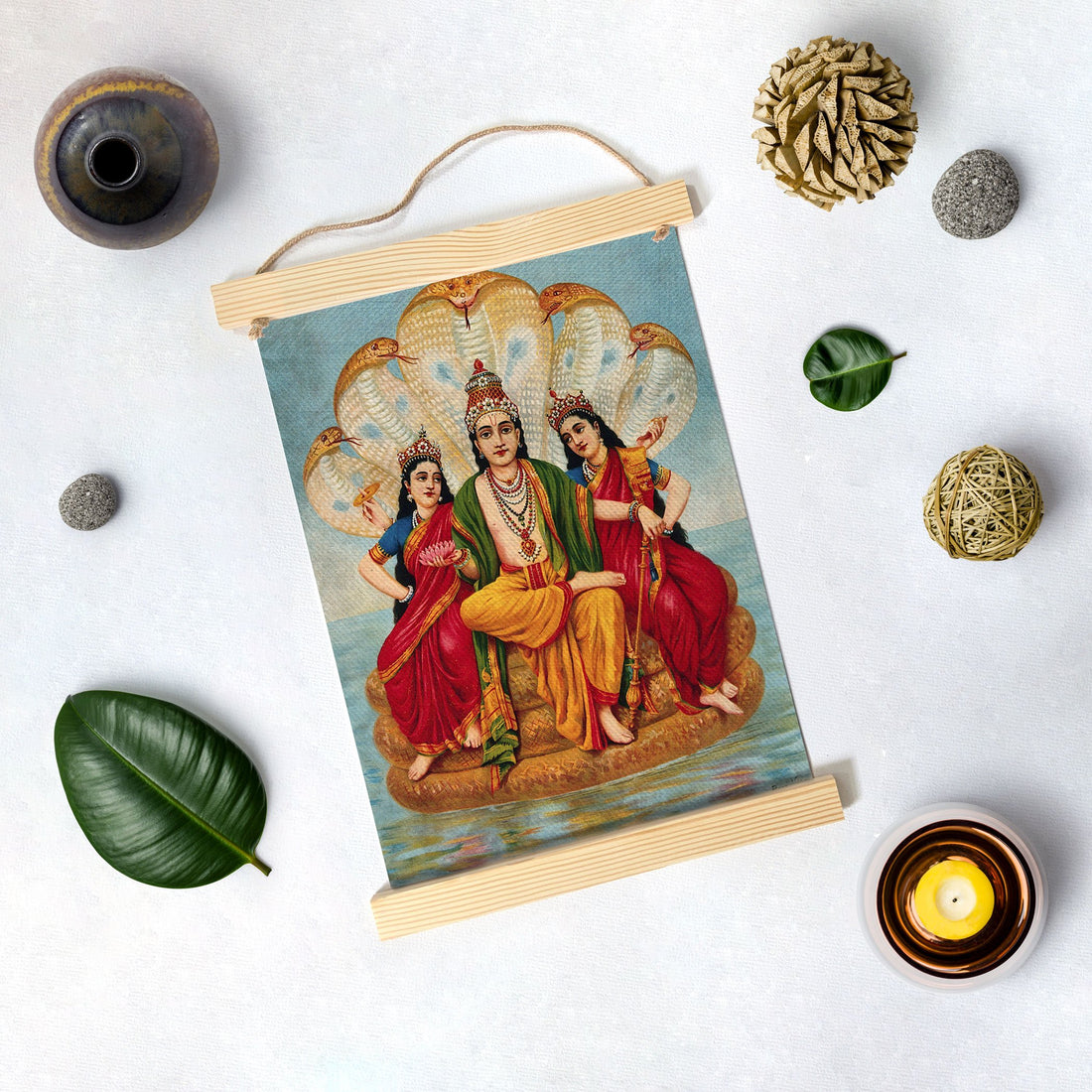 SESHNARAYAN, Painting By Raja Ravi Varma Hanging Canvas - Meri Deewar Hanging Canvas Premium Wall Art Canvas by MeriDeewar