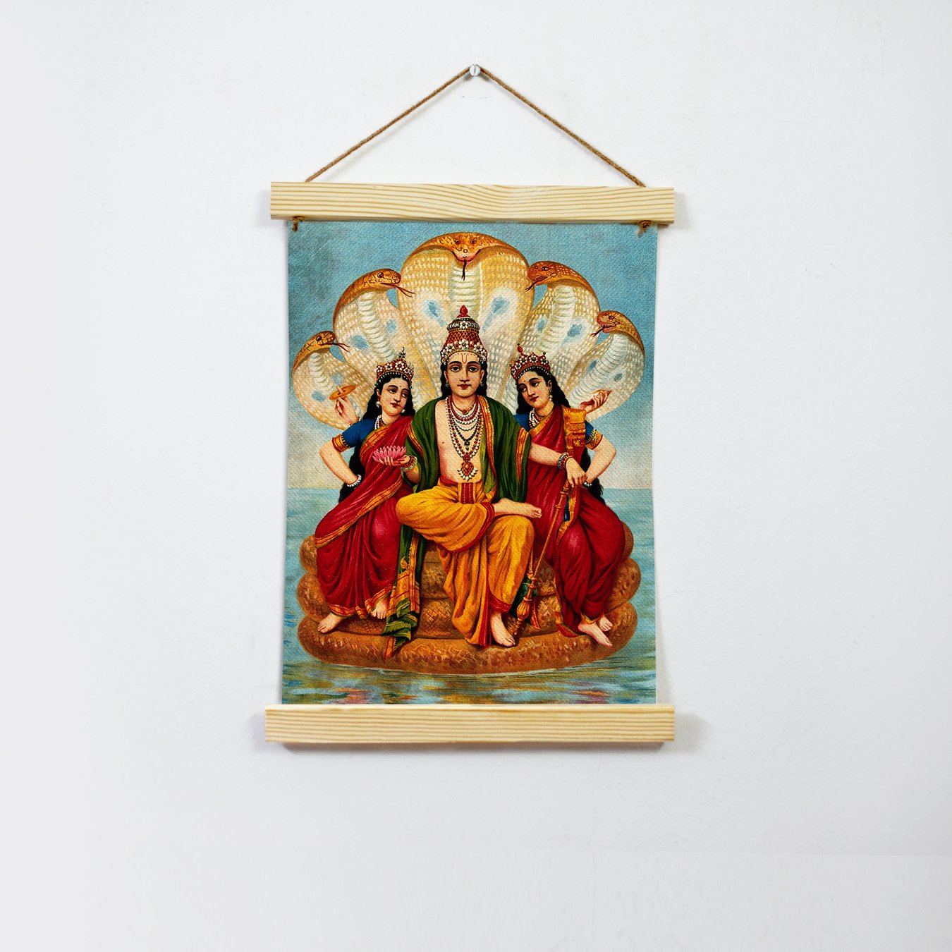 SESHNARAYAN, Painting By Raja Ravi Varma Hanging Canvas - Meri Deewar Hanging Canvas Premium Wall Art Canvas by MeriDeewar