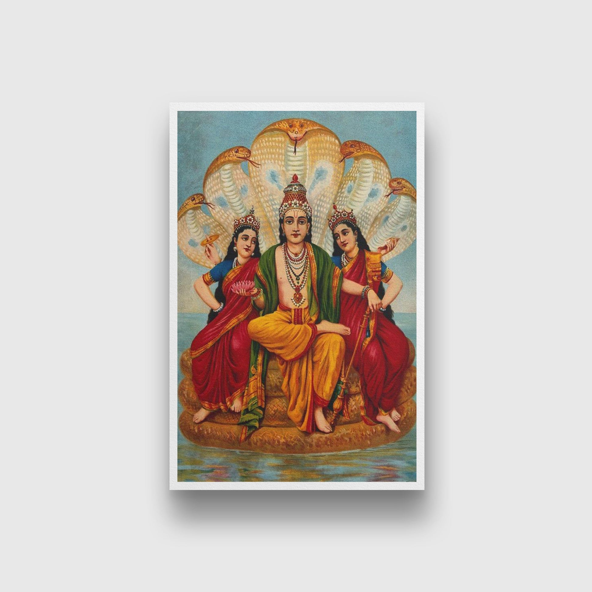 SESHNARAYAN, Painting By Raja Ravi Varma - Meri Deewar 2 : 3 Vertical Premium Wall Art Canvas by MeriDeewar