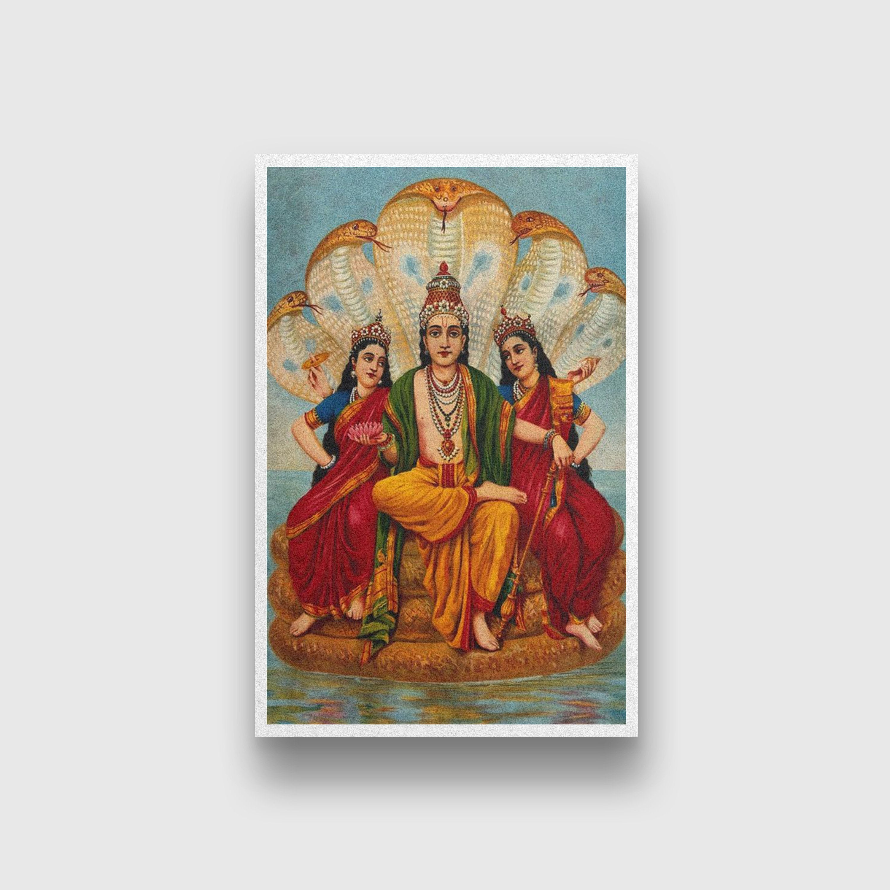 SESHNARAYAN, Painting By Raja Ravi Varma - Meri Deewar 2 : 3 Vertical Premium Wall Art Canvas by MeriDeewar