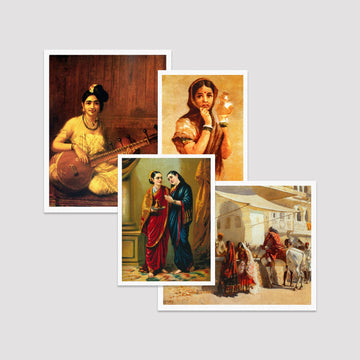 Set of 4 Print by Raja Ravi Varma / EDWIN_LORD_WEEKS Deals Premium Wall Art Canvas by MeriDeewar