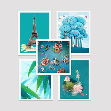 Set of 5 Print - modern art collection Deals Premium Wall Art Canvas by MeriDeewar