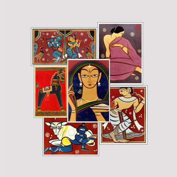 Set of 6 Print by Jamini Roy Deals Premium Wall Art Canvas by MeriDeewar