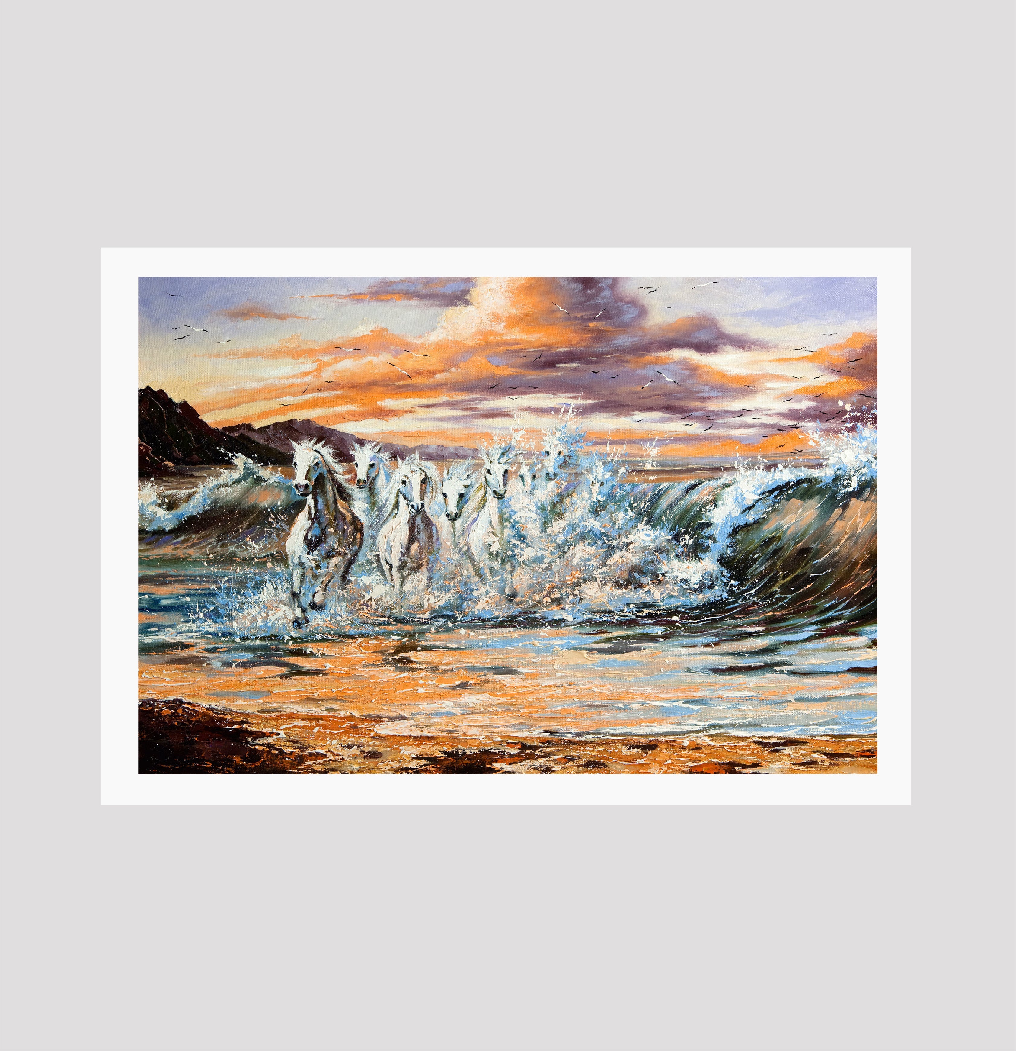 Seven horses Painting - Meri Deewar 3 : 2 Horizontal Premium Wall Art Canvas by MeriDeewar