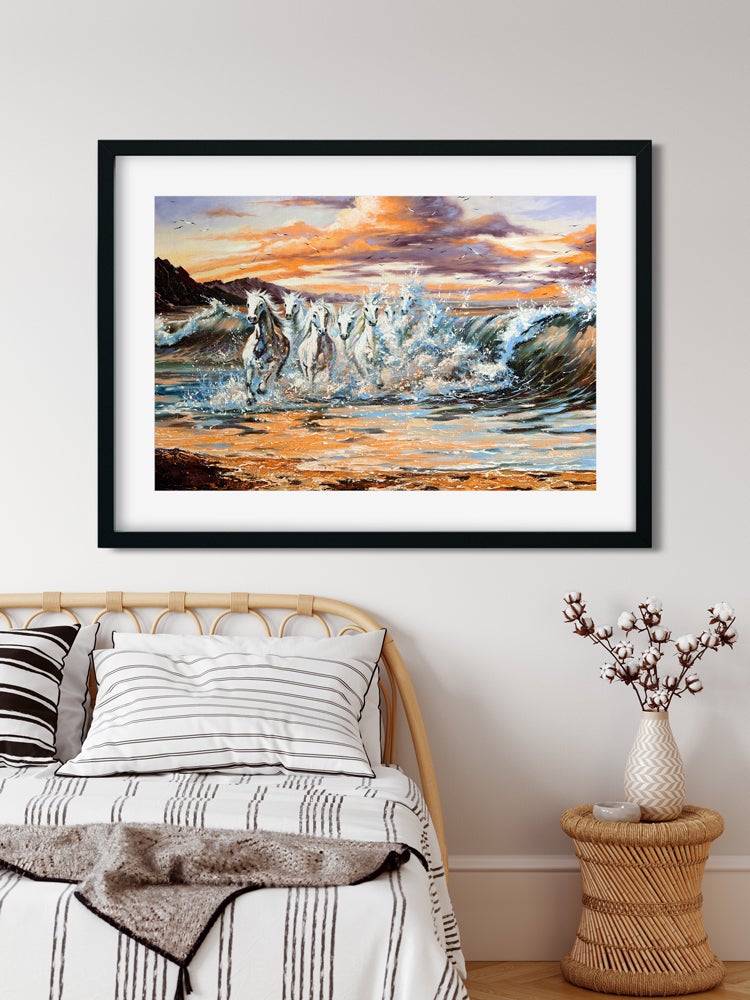 Seven horses Painting - Meri Deewar 3 : 2 Horizontal Premium Wall Art Canvas by MeriDeewar