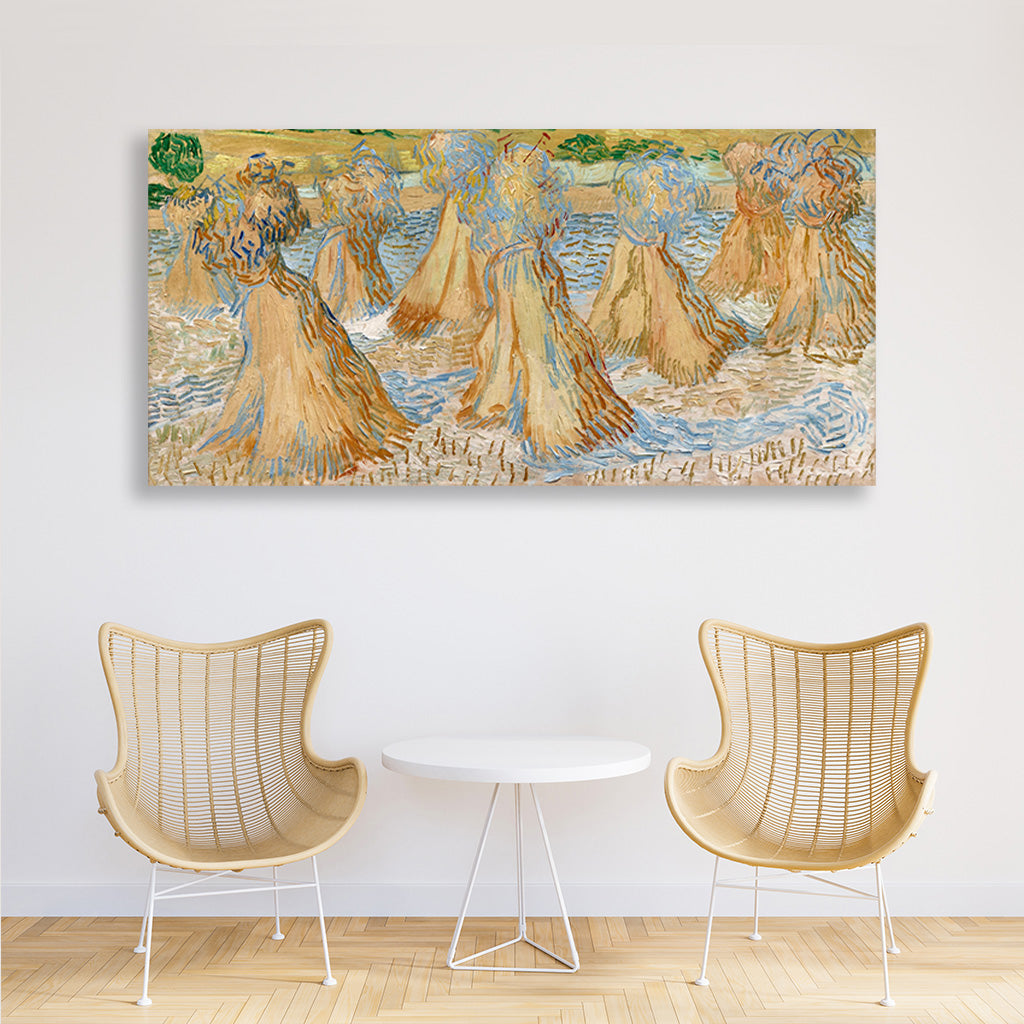 Sheaves of Wheat (1890) famous painting 2 : 1 Horizontal Premium Wall Art Canvas by MeriDeewar