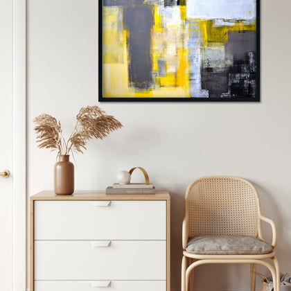 Sheds Of Yellow & Abstract Paintings 4 : 3 Horizontal Premium Wall Art Canvas by MeriDeewar
