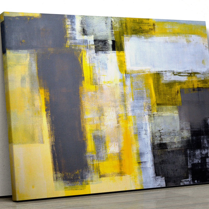 Sheds Of Yellow & Abstract Paintings 4 : 3 Horizontal Premium Wall Art Canvas by MeriDeewar