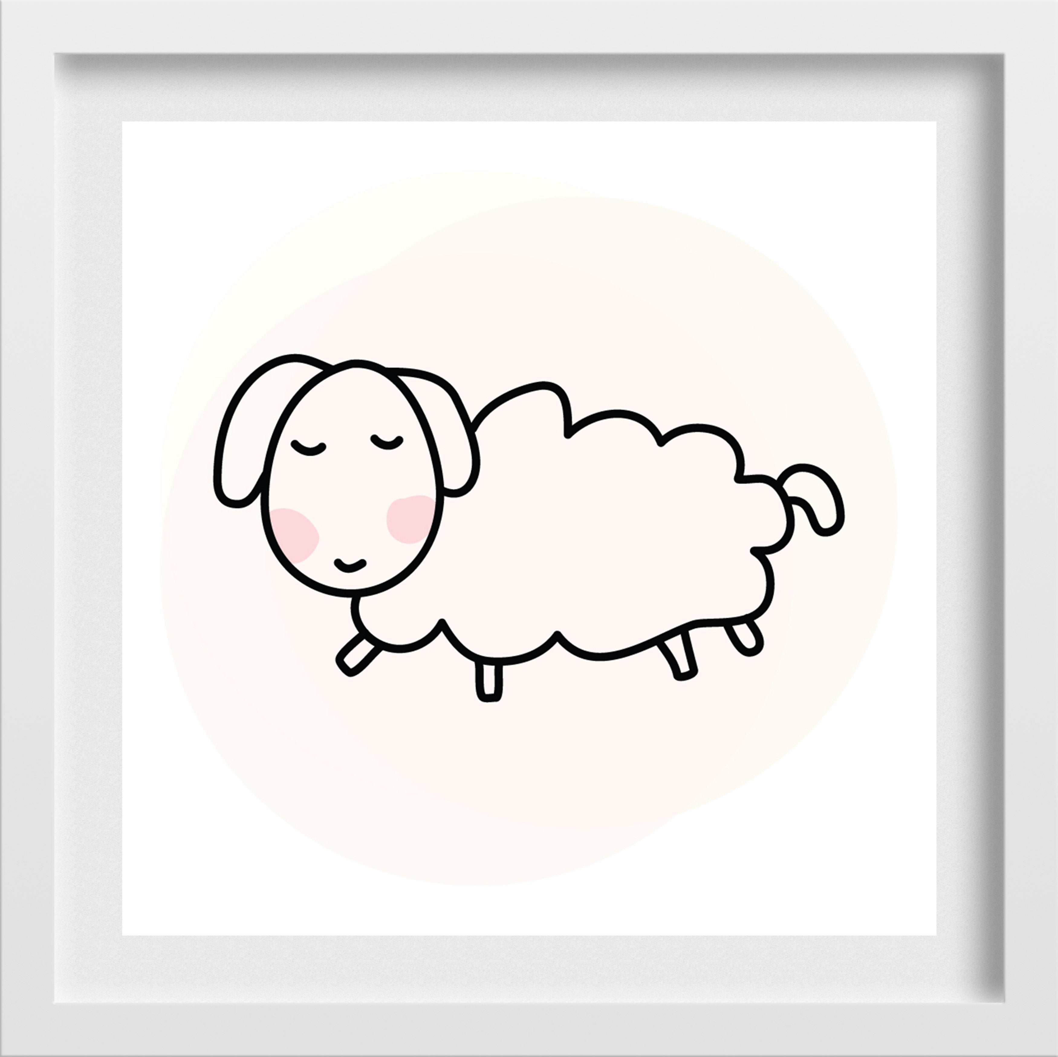 Sheep Painting - Meri Deewar 1 : 1 Square Premium Wall Art Canvas by MeriDeewar